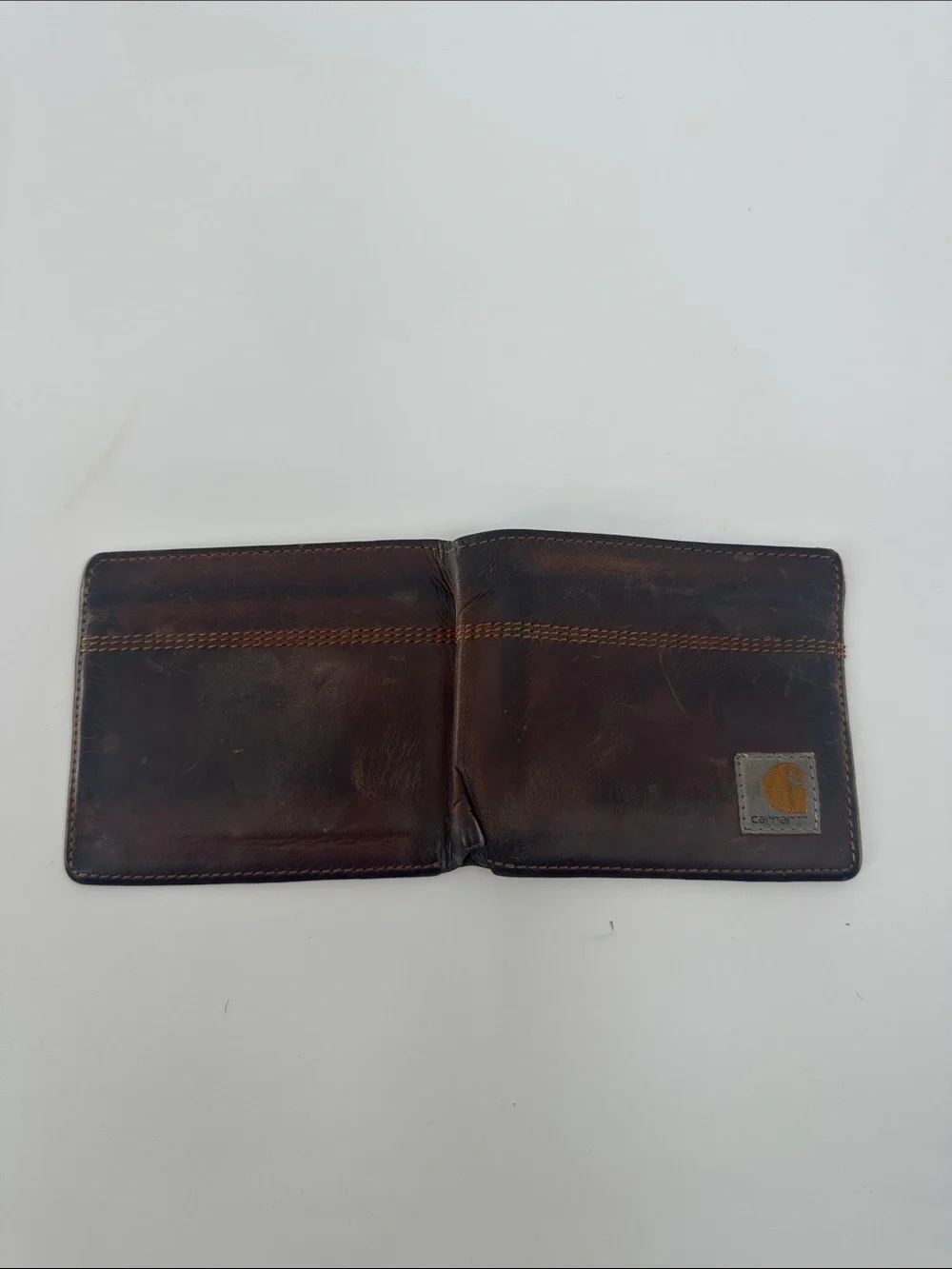 Carhartt Brown Leather Bi-Fold Wallet with Logo Patch